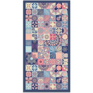 Home and Living Tapis vinyle carreaux ciments cuisine rose 140x200cm