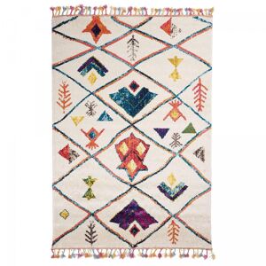 Un amour de tapis Tapis berbere style en polypropylene Oeko-Tex 120x170 Blanc