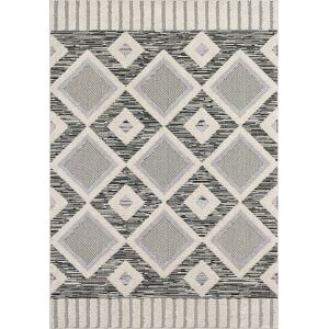 Nazar Tapis salon motif losange en 3D anthrcaite et noir - 160x230