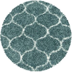 STUDIO DECO Tapis rond a poils longs et motifs alhambra turquoise 160x160cm