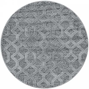 STUDIO DECO Tapis boheme rond a relief gris 200x200cm