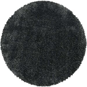 STUDIO DECO Tapis cosy rond a poils longs anthracite 200x200cm