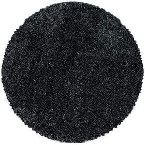 STUDIO DECO Tapis cosy rond a poils longs noir 160x160cm