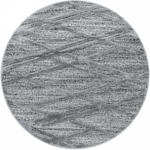 STUDIO DECO Tapis boheme rond a relief gris 160x160cm