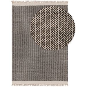 Benuta Tapis de laine noir & blanc 200x300