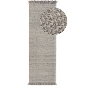 Benuta Tapis de couloir en laine gris clair 70x200