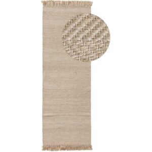 Benuta Tapis de couloir en laine beige 70x200