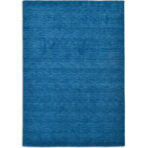 THEKO Tapis salon - tisse main - 100% laine naturelle - bleu 070x140 cm