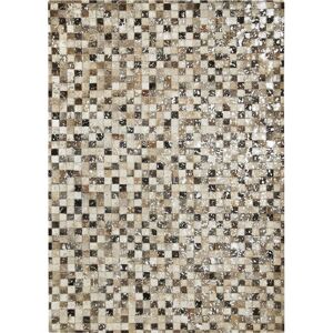 The Deco Factory Tapis recycle cuir eclats argentes gris clair 160x230