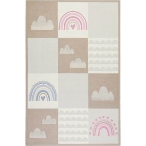 Esprit Tapis plat reversible tons pastels beige, rose et bleu 160x230