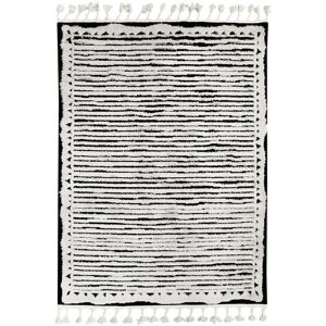 The Deco Factory Tapis effet relief motifs traits blanc noir 120x170