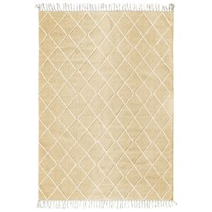 The Deco Factory Tapis coton motif croisillons en laine epaisse naturel 190x290