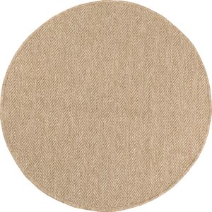 Nazar Tapis interieur et exterieur aspect jute beige chevron diametre 160