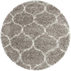 STUDIO DECO Tapis rond a poils longs et motifs alhambra beige 200x200cm