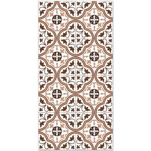 Home and Living Tapis vinyle carreaux ciments fleur brun 100x140cm