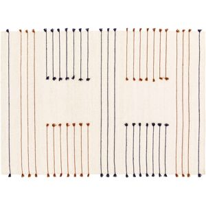 Oviala Tapis en laine tisse a la main avec pompons 160 x 230 cm