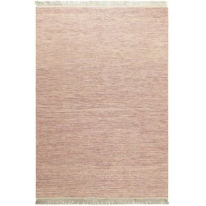 Green Loop Tapis tisse main laine et coton beige et rouge a franges 80x150