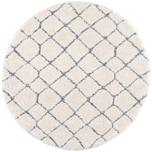 STUDIO DECO Tapis rond a poils longs et relief creme et gris 160x160cm