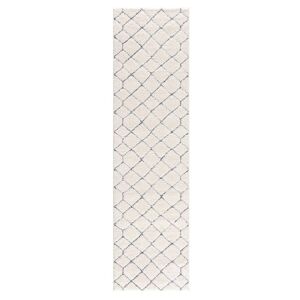 STUDIO DECO Tapis a poils longs et relief creme et gris 80x300cm