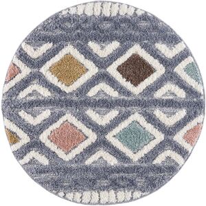 STUDIO DECO Tapis rond a poils longs et relief multicolore 160x160cm