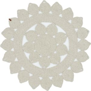 Nazar Tapis rond boheme motif rosas aspect jute gris - D120