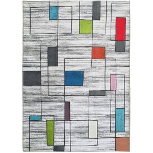 The Deco Factory Tapis motif lignes et rectangles de couleurs gris 160x230