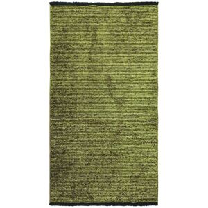 The Deco Factory Tapis tisse plat coton noir et reflet lumiere vert 80x150