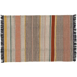 Oviala Tapis en laine tisse a plat avec motifs et franges 120 x 170 cm