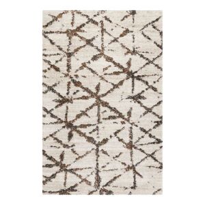 Esprit Tapis a poils longs design geometrique beige chine et brun 120x170