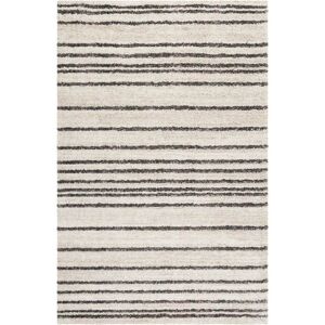 Esprit Tapis a poils longs raye beige chine et gris 120x170