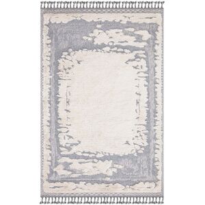 STUDIO DECO Tapis boheme chic a franges tressees creme et gris 120x170cm