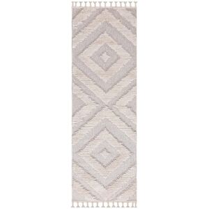 STUDIO DECO Tapis boheme chic a franges tressees creme 80x300cm