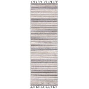 STUDIO DECO Tapis boheme chic a franges tressees creme et gris 80x300cm