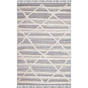 STUDIO DECO Tapis boheme chic a franges tressees creme et gris 160x230cm