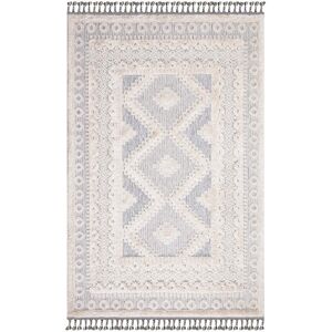 STUDIO DECO Tapis boheme chic a franges tressees creme et gris 120x170cm