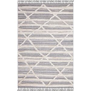 STUDIO DECO Tapis boheme chic a franges tressees creme et gris 200x290cm