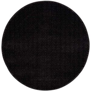 STUDIO DECO Tapis rond uni noir a relief chevron 160x160cm