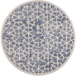 STUDIO DECO Tapis rond scandinave tressees bleu et creme 200x200cm