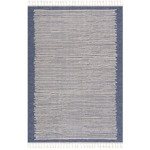 STUDIO DECO Tapis scandinave a franges tressees bleu et creme 120x170cm