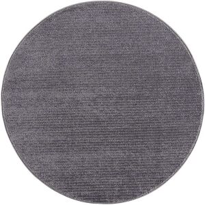 STUDIO DECO Tapis rond uni gris a relief lineaire 200x200cm