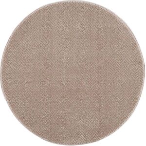 STUDIO DECO Tapis rond uni beige a relief chevron 160x160cm