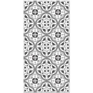 Home and Living Tapis vinyle carreaux ciments fleur gris 200x250cm