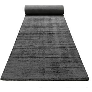 Homie Living Tapis de couloir a poil ras effet soie anthracite 80x300