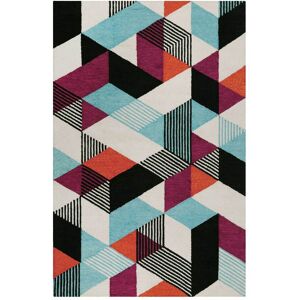 Esprit Tapis fait main a poil ras motif colore 140x200