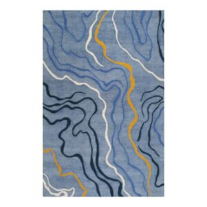 Esprit Tapis fait main motif abstrait bleu 140x200