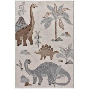 Atticgo Tapis enfants dinosaures en blanc, 120X170 cm