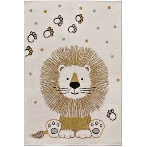 Atticgo Tapis enfant lion en blanc, 120X170 cm