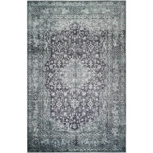 Wecon Home Tapis plat vintage motif classique effet use gris et vert 200x300