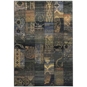 THEKO Tapis vintage patchwork tisse machine - Bleu 90x160 cm