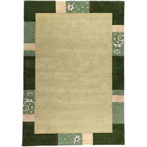 THEKO Tapis gabbeh floral en laine naturelle Vert 70x140 cm